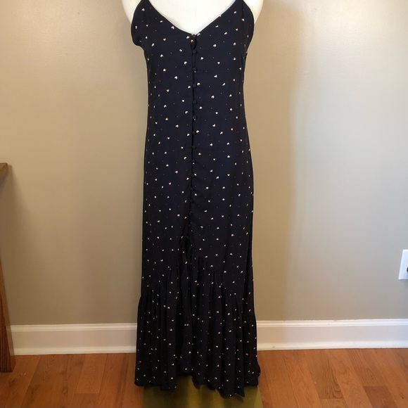 Lush Black Maxi Dress with Open Back, Tiered Hem Lagenlook Size M - Picture 2 of 11